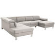 WOHNLANDSCHAFT inkl.Funktionen Ecru Webstoff  - Ecru/Silberfarben, Design, Textil/Metall (226/320/168cm) - Xora