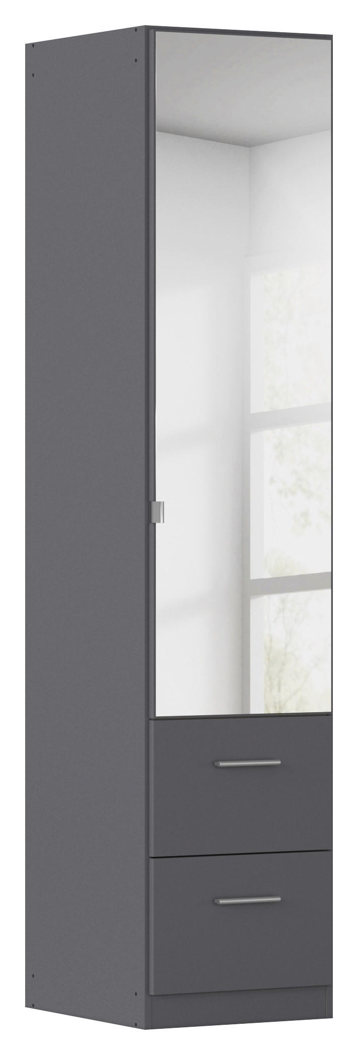 DREHTÜRENSCHRANK 47/210/54 cm,  in Grau, 1-türig  - Alufarben/Grau, KONVENTIONELL, Glas/Holzwerkstoff (47/210/54cm) - home24