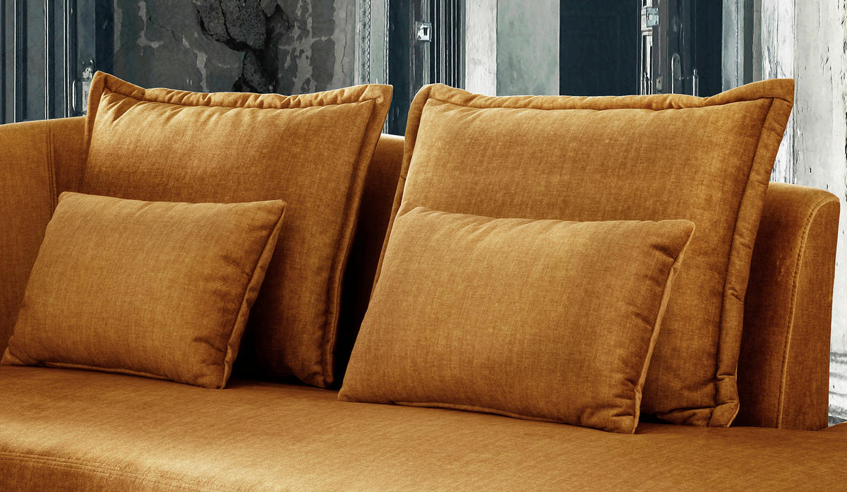 OTTOMANE in Velours Gelb  - Gelb/Schwarz, Modern, Textil/Metall (211/85/101cm) - Livetastic