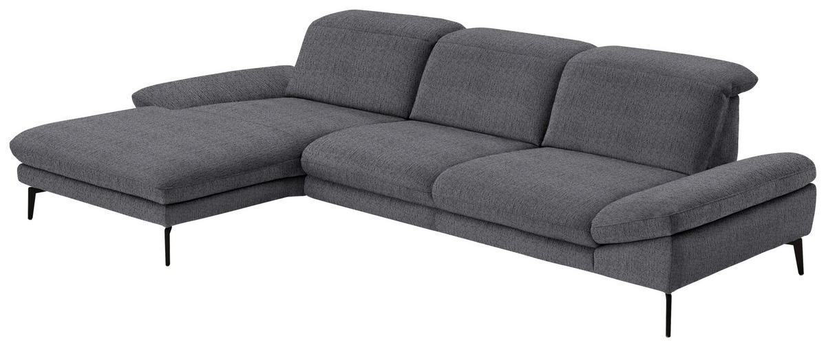 ECKSOFA in Chenille Anthrazit  - Anthrazit/Schwarz, Design, Textil/Metall (188/319cm) - Beldomo System