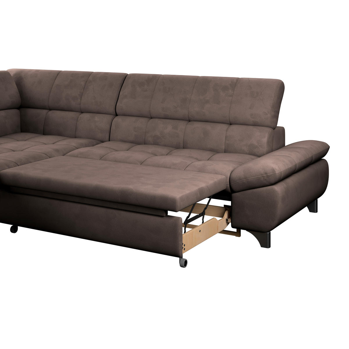 ECKSOFA Dunkelbraun Chenille  - Chromfarben/Dunkelbraun, KONVENTIONELL, Textil/Metall (234/312cm) - Livetastic