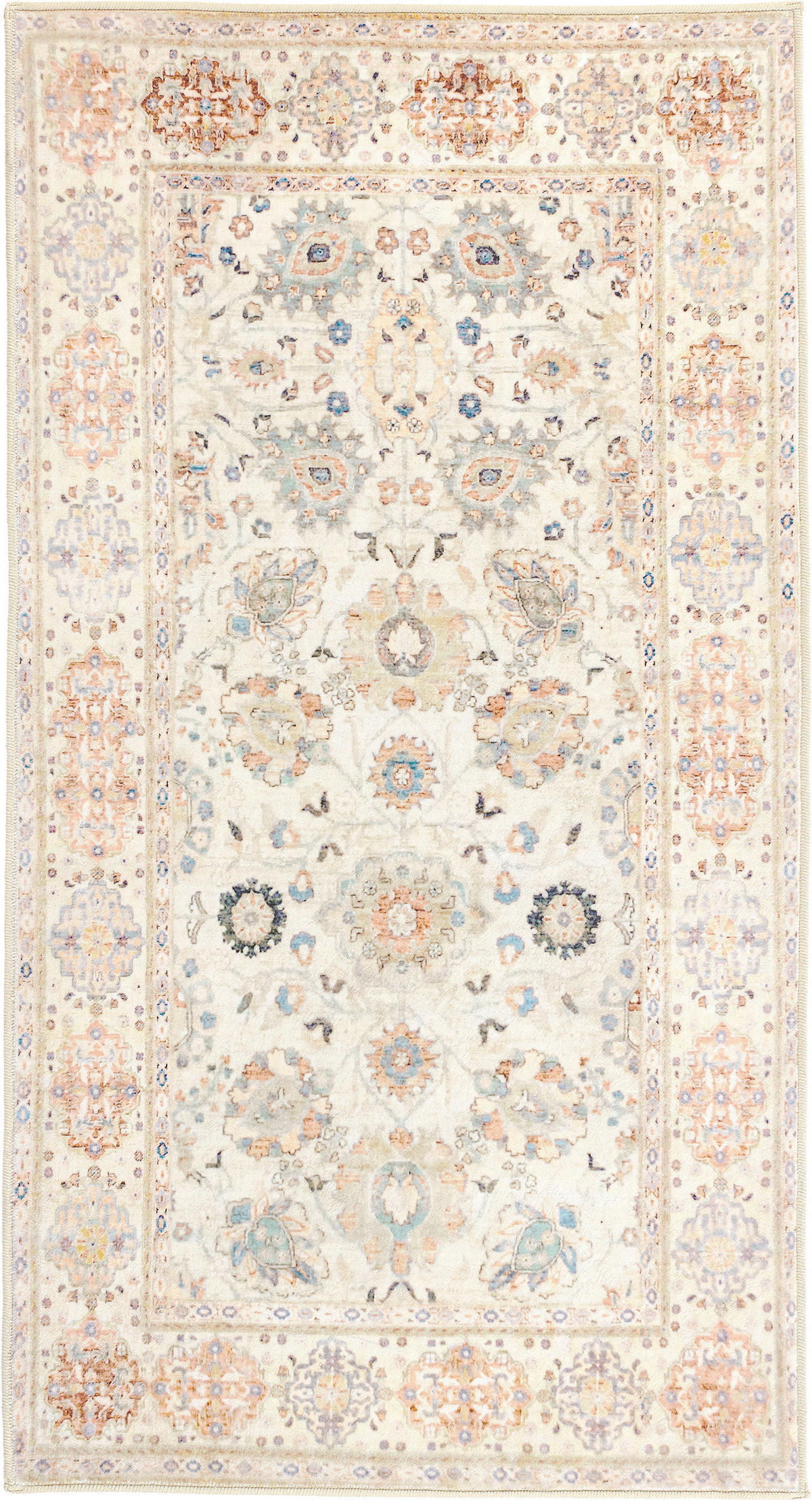 VINTAGE-TEPPICH 80/150 cm LIVING JANE, waschbar Hellrosa, Perlmutt, Pastellblau  - Pastellblau/Hellrosa, Design, Kunststoff/Textil (80/150cm) - Lindorug