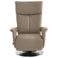 RELAXSESSEL in Leder Greige  - Edelstahlfarben/Greige, Design, Leder/Metall (78/112/85cm) - Cantus