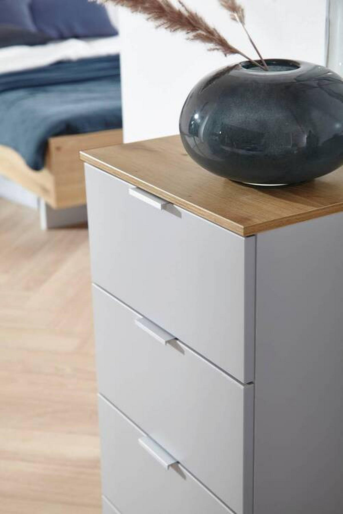 KOMMODE 40/100/42 cm  in Grau, Eichefarben  - Eichefarben/Alufarben, Trend, Holzwerkstoff/Kunststoff (40/100/42cm) - Stylife