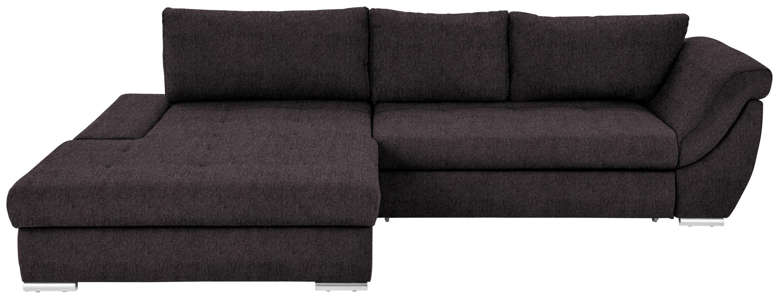 ECKSOFA in Flachgewebe Dunkelbraun  174/306 cm  - Dunkelbraun/Silberfarben, Design, Textil/Metall (174/306cm) - Carryhome