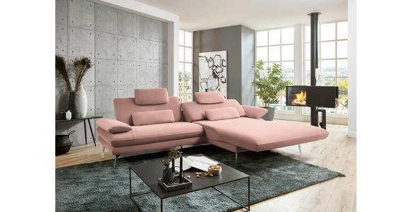 ECKSOFA in Webstoff Rosa  - Schwarz/Rosa, Design, Textil/Metall (284/184cm) - Dieter Knoll