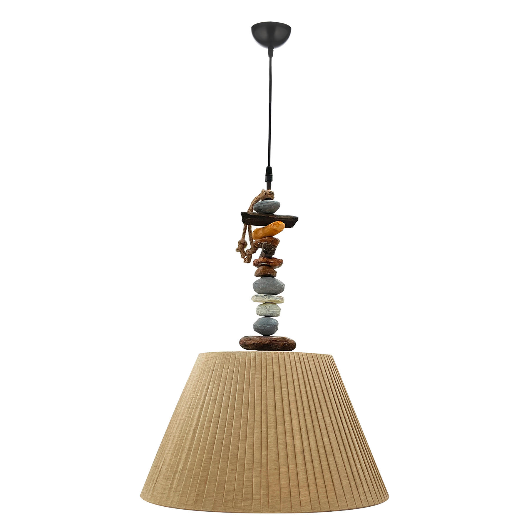 PENDELLEUCHTE 45/110 cm   - Hellbraun/Dunkelbraun, KONVENTIONELL, Kunststoff/Textil (45/110cm)