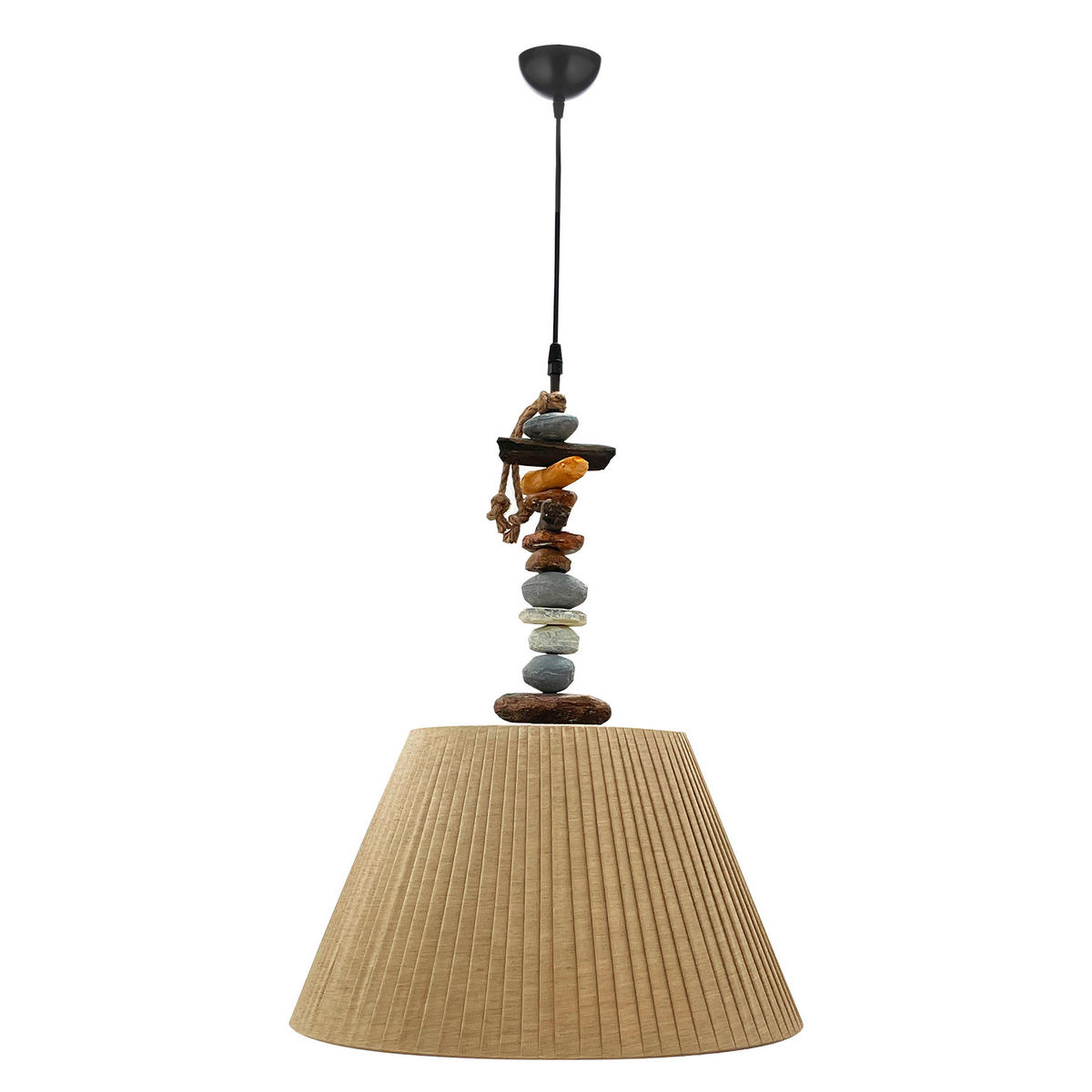 PENDELLEUCHTE 45/110 cm   - Hellbraun/Dunkelbraun, KONVENTIONELL, Kunststoff/Textil (45/110cm)