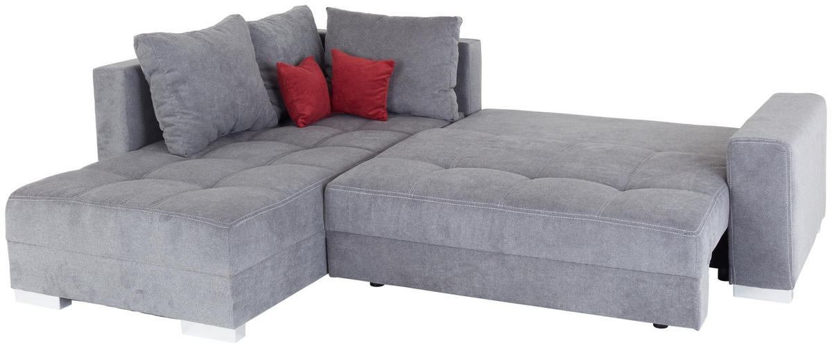 ECKSOFA Anthrazit Webstoff  - Chromfarben/Beere, Design, Kunststoff/Textil (260/218cm) - P & B
