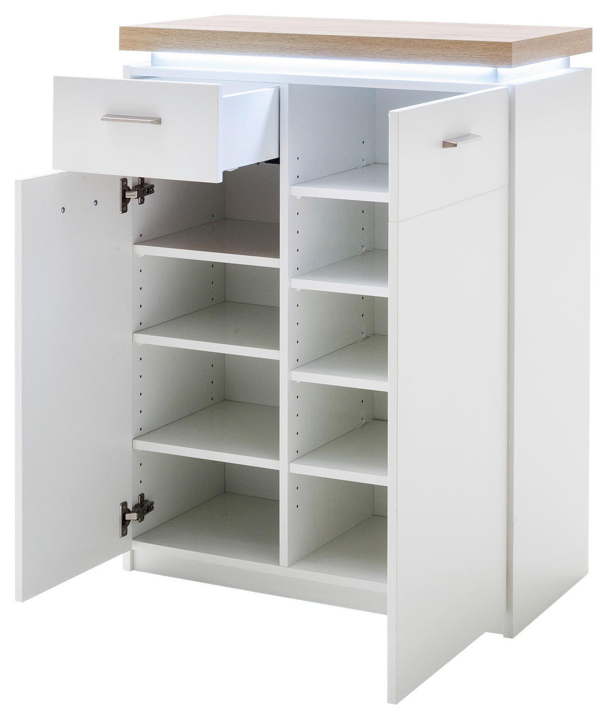 SCHUHSCHRANK  in 75/99/38 cm  - Weiss/Eichefarben, Natur, Holzwerkstoff/Metall (75/99/38cm)