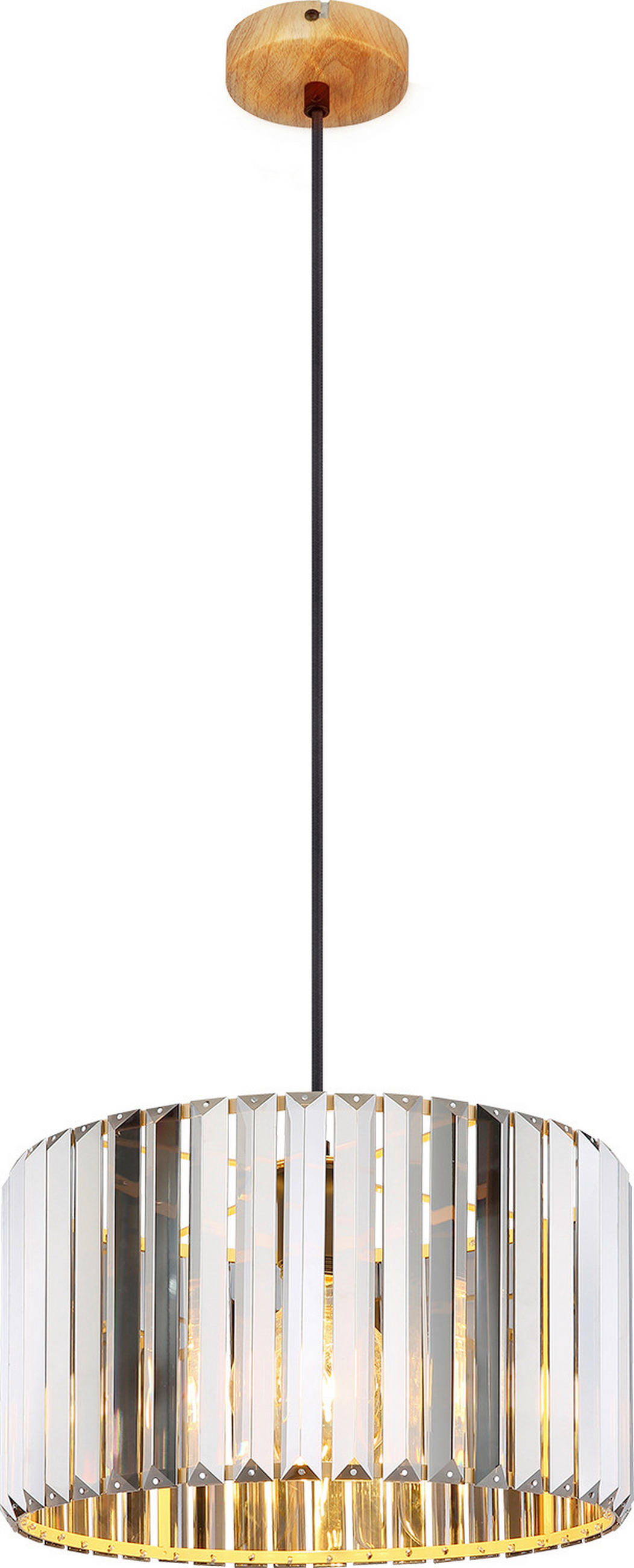 HÄNGELEUCHTE RUN  35 cm  - Schwarz/Braun, Trend, Glas/Textil (35cm)