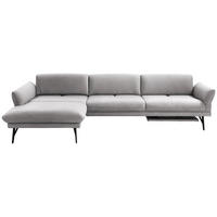 ECKSOFA in Echtleder Hellgrau  173/308 cm  - Anthrazit/Hellgrau, Design, Leder/Metall (173/308cm) - Joop!
