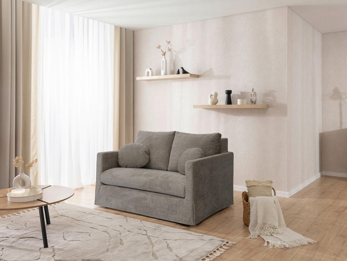 2-SITZER-SOFA PAPHOS in Chenille Braun  - Schwarz/Braun, Design, Kunststoff/Textil (140/89/95cm) - P & B