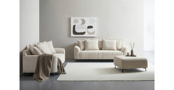 3-SITZER-SOFA  in Chenille Elfenbein  - Elfenbein/Schwarz, KONVENTIONELL, Textil/Metall (228/84/99cm) - Carryhome