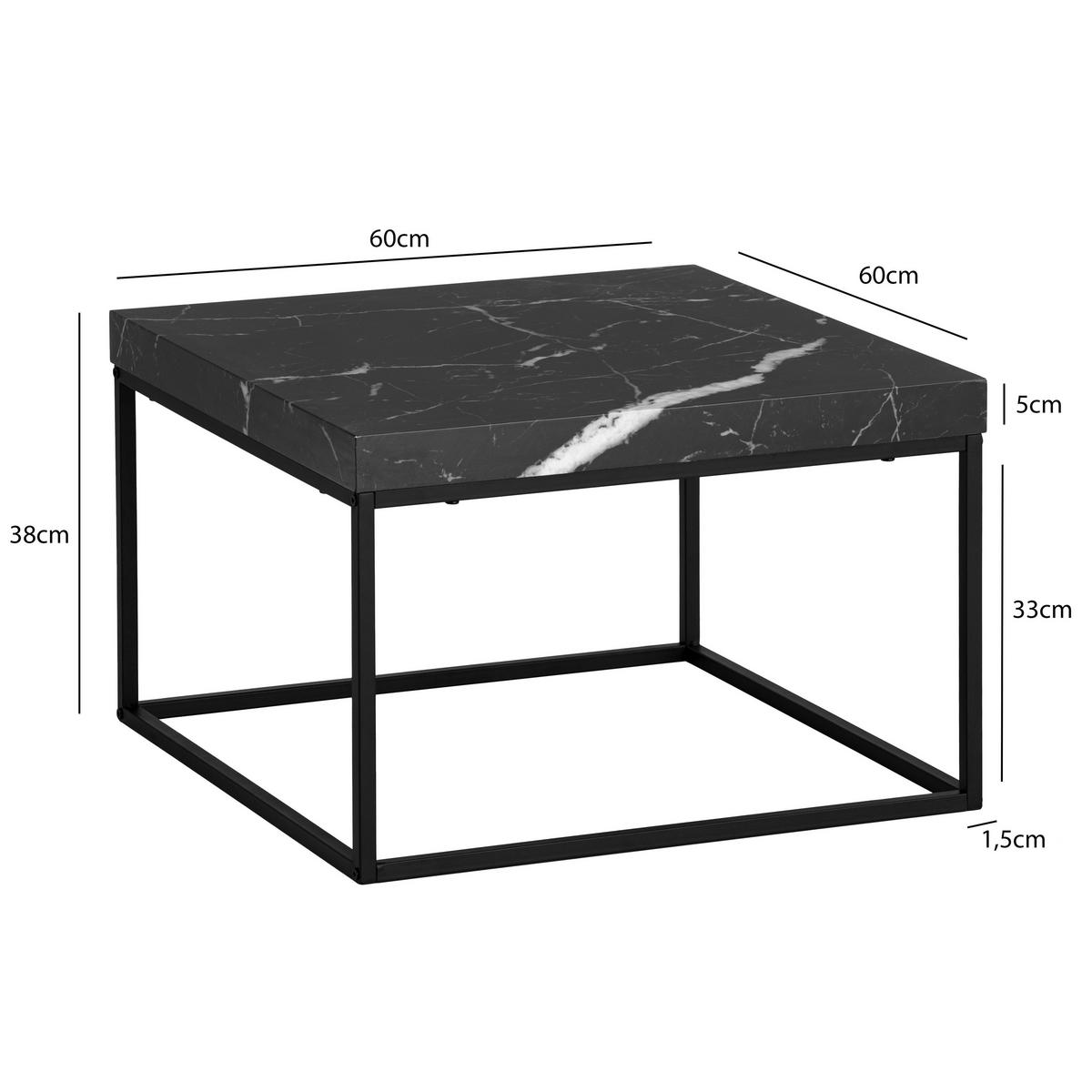 KONFERENČNÍ STOLEK, černá, kompozitní dřevo, 60/60/38 cm - černá, Design, kov/kompozitní dřevo (60/60/38cm) - Livetastic