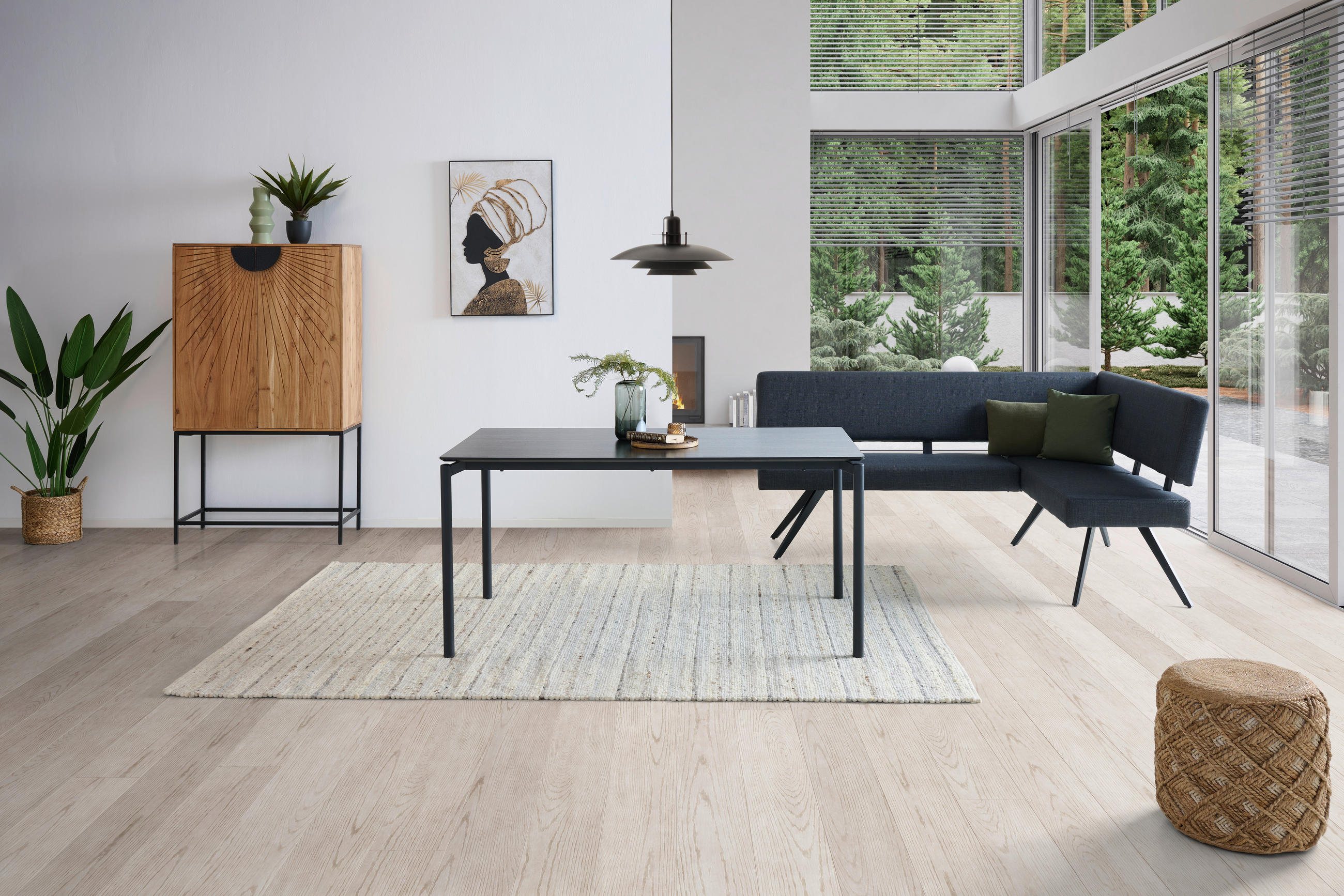 ECKBANK 190/150 cm Leinenoptik Dunkelgrau   - Dunkelgrau/Schwarz, KONVENTIONELL, Textil/Metall (190/150cm) - MID.YOU