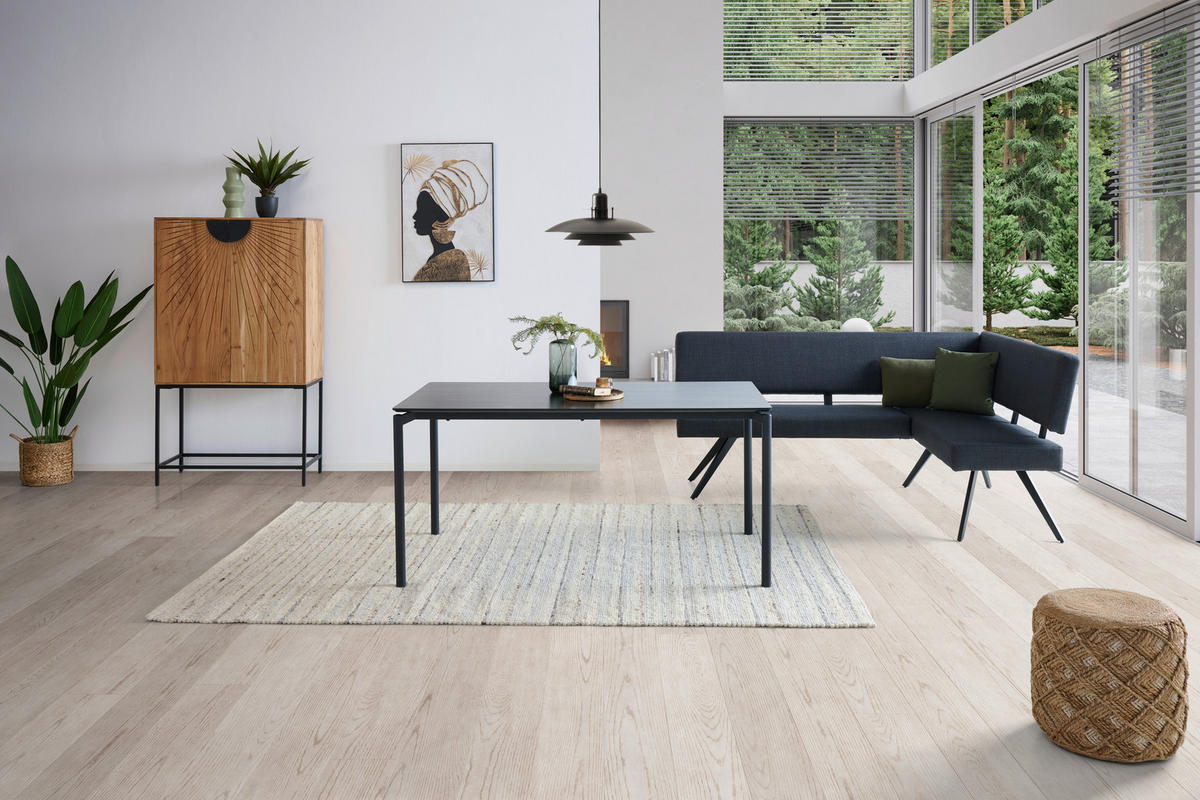 ECKBANK 190/150 cm Leinenoptik Dunkelgrau   - Dunkelgrau/Schwarz, KONVENTIONELL, Textil/Metall (190/150cm) - MID.YOU