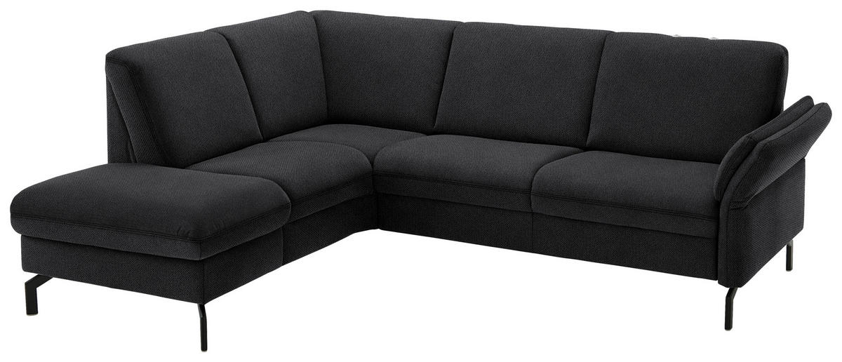 ECKSOFA in Flachgewebe Schwarz  - Schwarz, Konventionell, Textil/Metall (190/241cm) - Beldomo Comfort