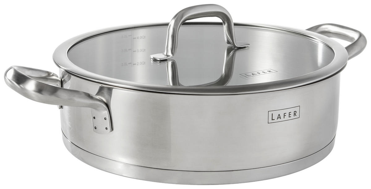 SERVIERPFANNE Lafer 28 cm  - Transparent/Silberfarben, Design, Glas/Metall (28cm) - Johann Lafer