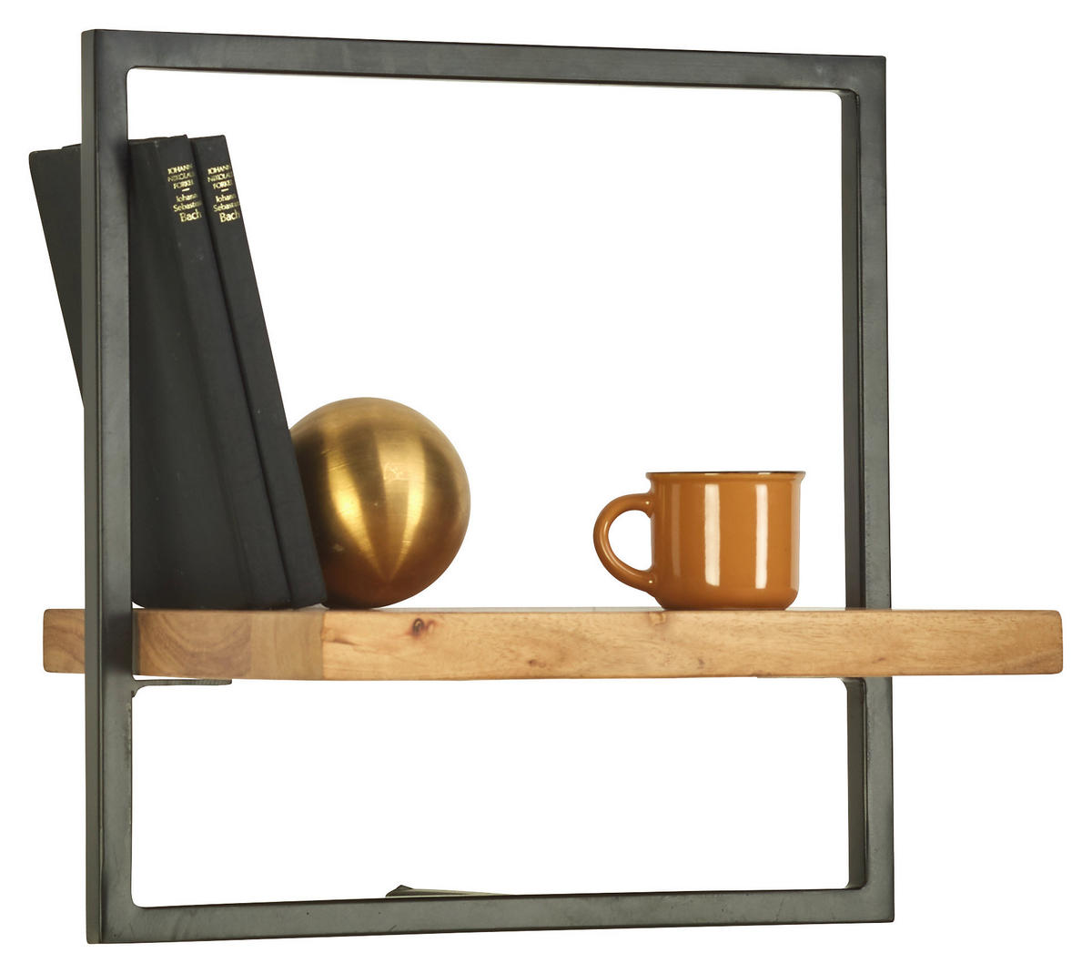 WANDREGAL 35/35/25 cm  - Schwarz/Akaziefarben, Trend, Holz/Metall (35/35/25cm) - Landscape