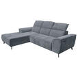 ECKSOFA Dunkelgrau Cord  - Dunkelgrau/Schwarz, KONVENTIONELL, Textil/Metall (196/290cm) - Carryhome