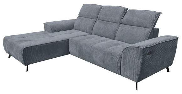 ECKSOFA Dunkelgrau Cord  - Dunkelgrau/Schwarz, KONVENTIONELL, Textil/Metall (196/290cm) - Carryhome