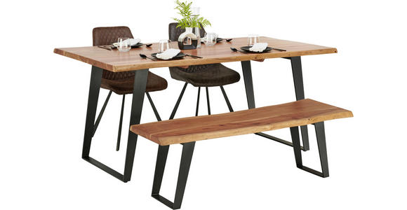 ESSTISCH in Holz, Metall 175/90/76 cm - Schwarz/Akaziefarben, KONVENTIONELL, Holz/Metall (175/90/76cm) - Ambia Home