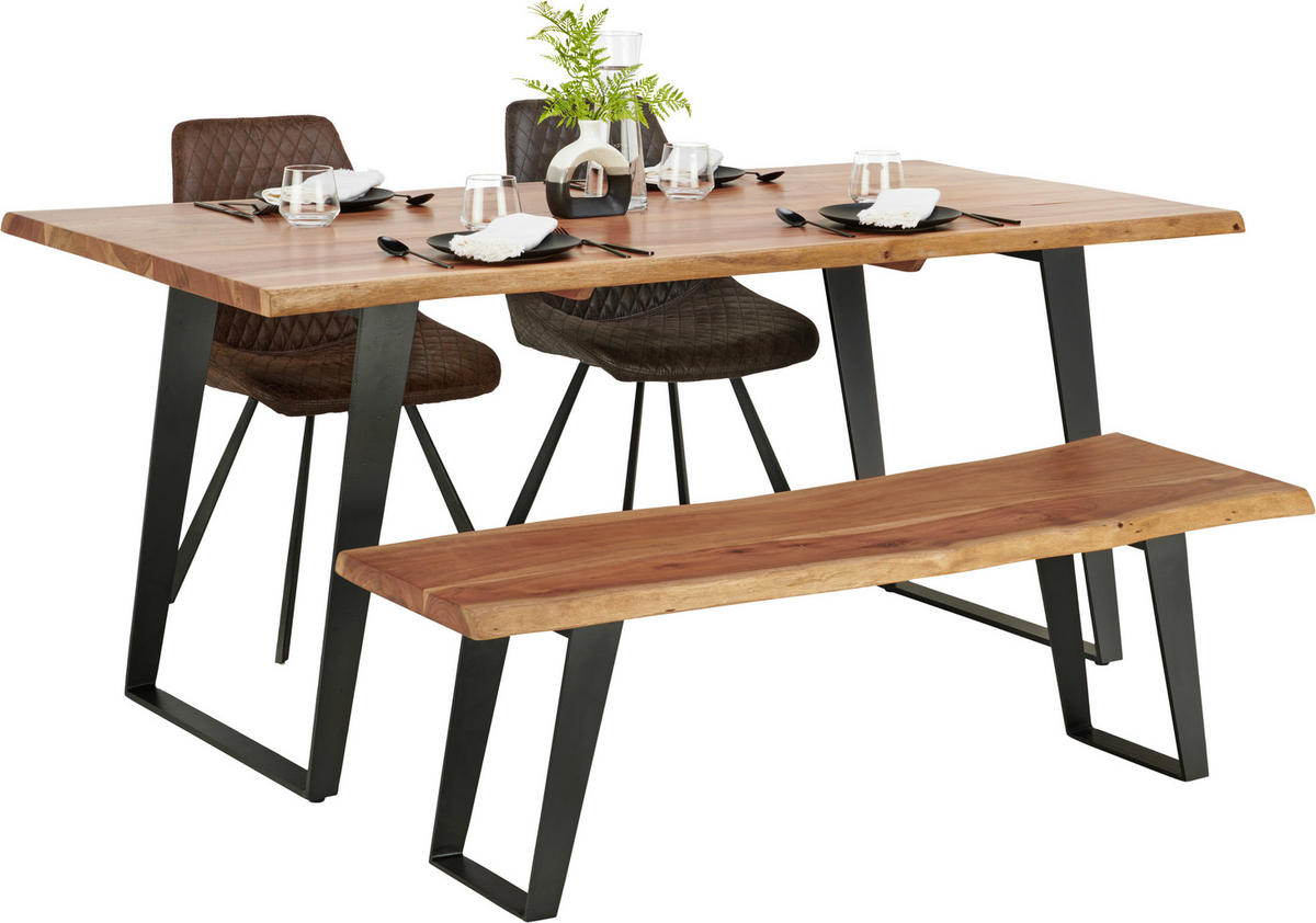ESSTISCH in Holz, Metall 175/90/76 cm   - Schwarz/Akaziefarben, KONVENTIONELL, Holz/Metall (175/90/76cm) - Ambia Home