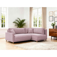 ECKSOFA MILOS Rosa Cord Rückenkissen, Bettkasten, Schlaffunktion, Rücken echt  - Naturfarben/Rosa, Design, Textil (224/148cm) - P & B