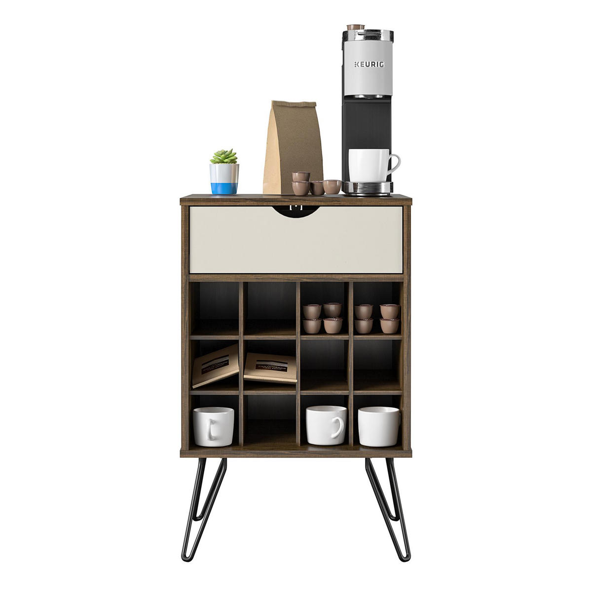WEINREGAL 51/80/45 cm  - Eichefarben/Dunkelbraun, Design, Holzwerkstoff/Metall (51/80/45cm) - MID.YOU