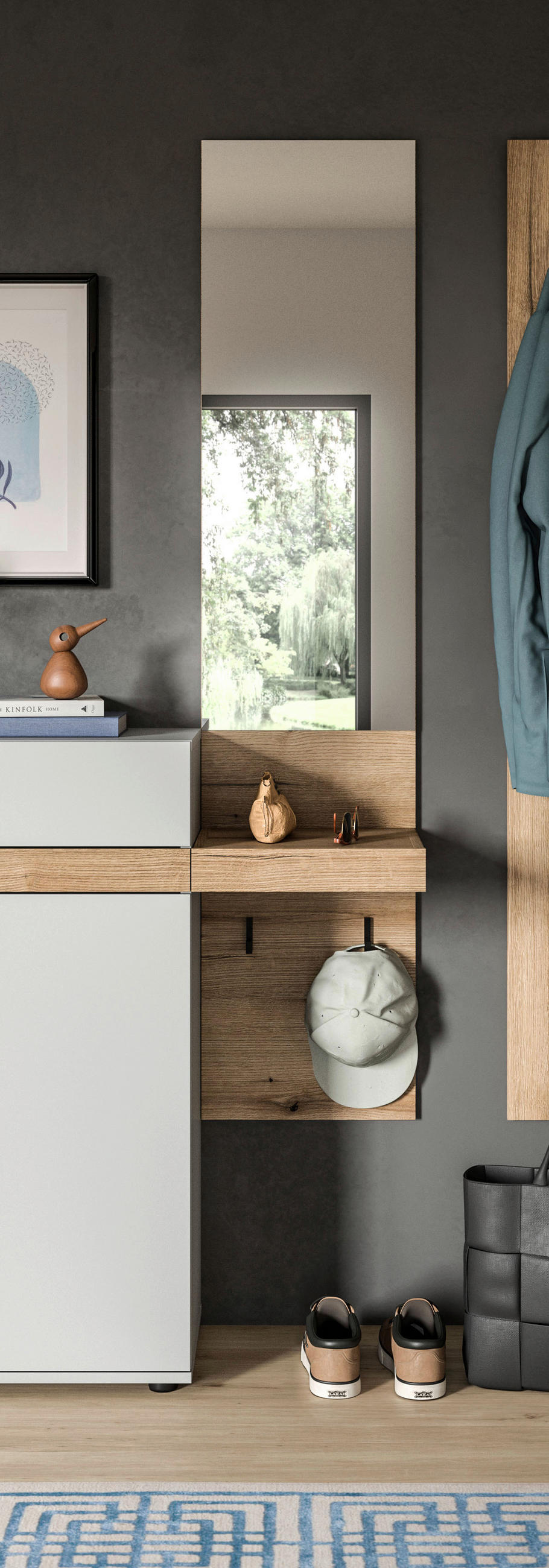 GARDEROBNI PANEL  hrast tamni   staklo, drvni materijal  - hrast tamni, Design, staklo/drvni materijal (35/160/37cm) - Livetastic