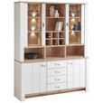 AUFSATZSCHRANK 162,4/121,6/38,2 cm  - Eichefarben/Grau, KONVENTIONELL, Glas/Holzwerkstoff (162,4/121,6/38,2cm) - Hom`in