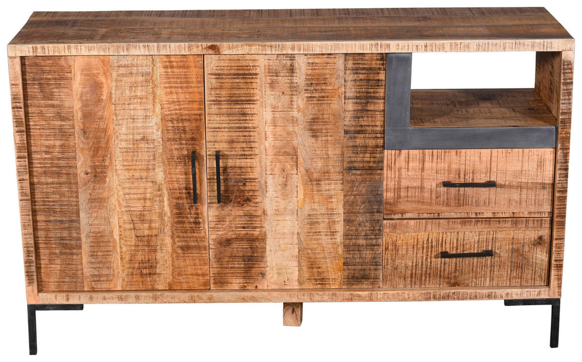 KOMODA, mangové dřevo, přírodní barvy, 145/87/40 cm - černá/přírodní barvy, Natur, kov/dřevo (145/87/40cm) - MID.YOU