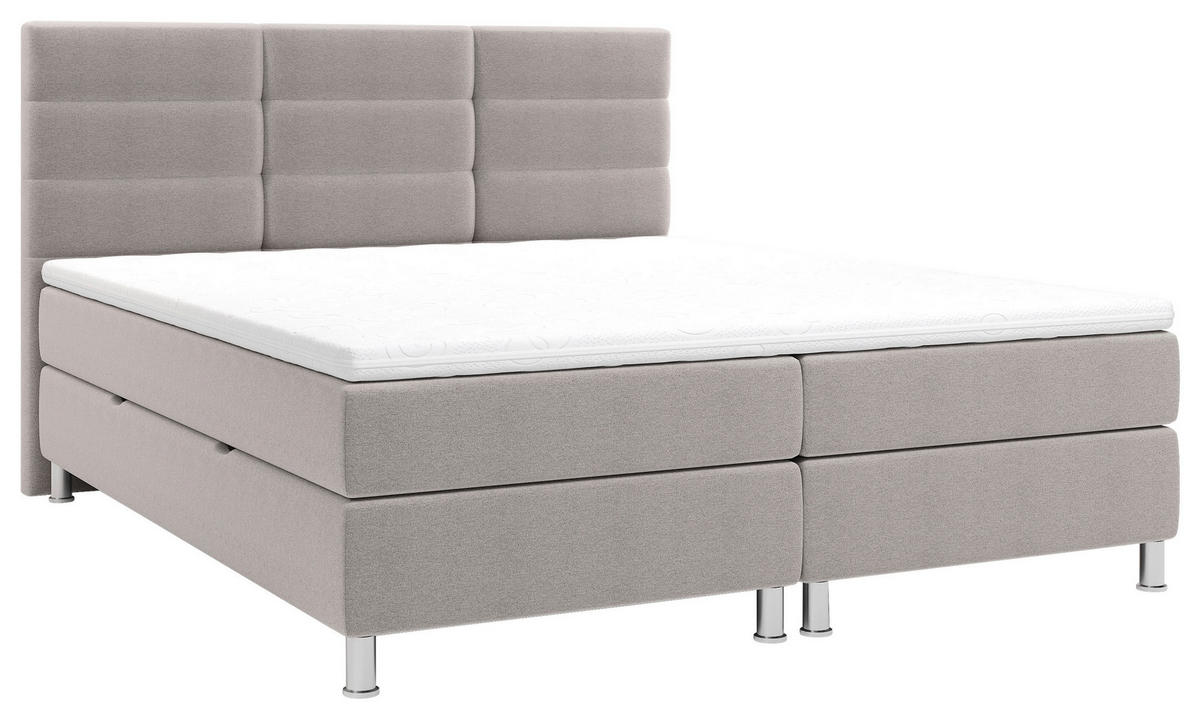BOXBETT  in Grau  - Chromfarben/Grau, KONVENTIONELL, Textil/Metall (160/200cm) - Carryhome