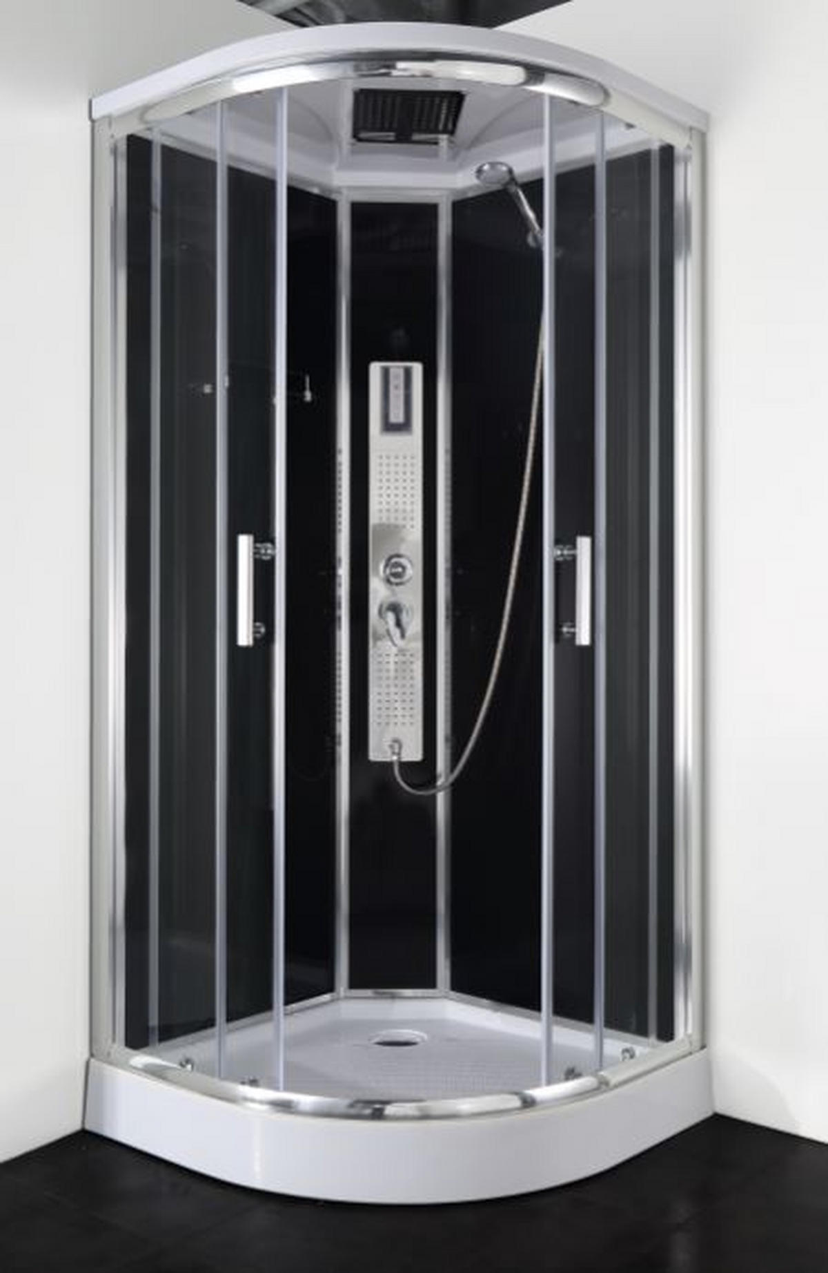 SPRCHOVÁ KABÍNA, čierna, chrómová,  - čierna/chrómová, Modern, kov/sklo (90/90/215cm)