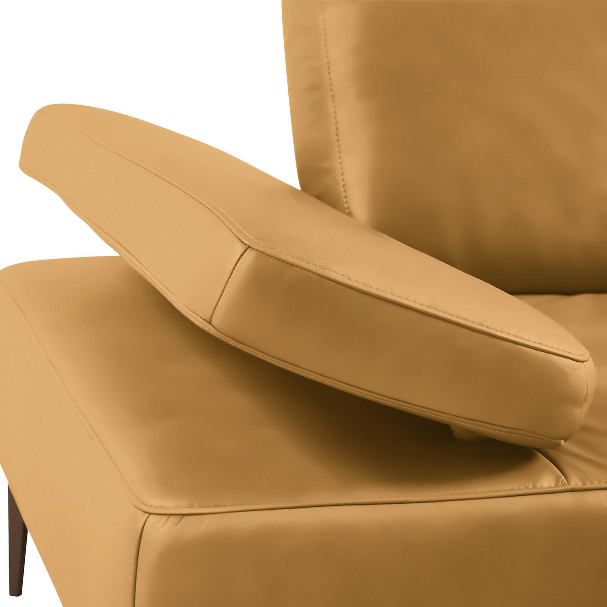 ECKSOFA in Echtleder Currygelb  - Currygelb/Bronzefarben, Design, Leder/Holz (314/176cm) - Valnatura