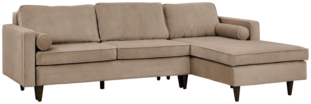 ECKSOFA  in Cord Hellbraun  261/178 cm  - Hellbraun/Eichefarben, MODERN, Holz/Textil (261/178cm) - Carryhome