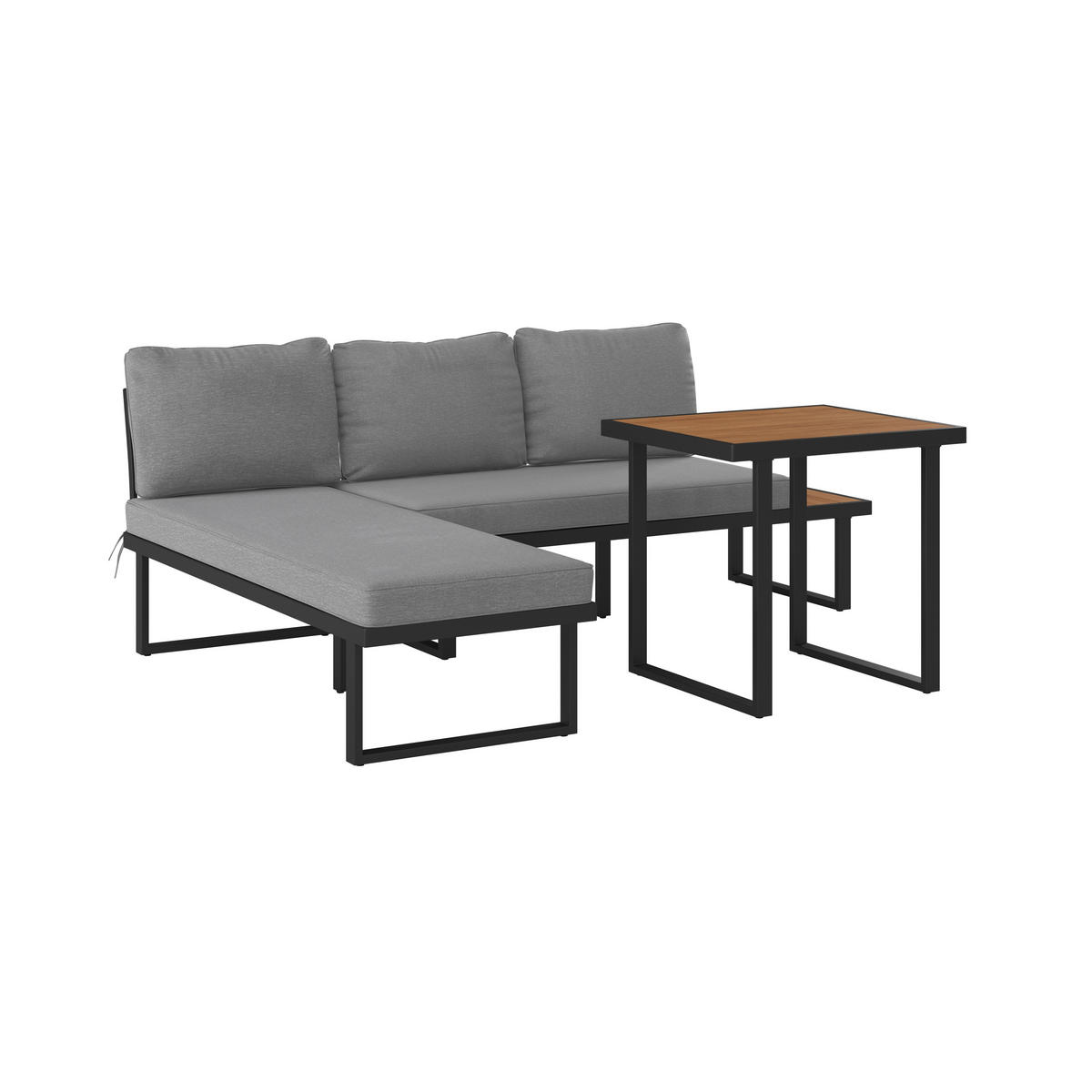 DINING-LOUNGESET Akazie vollmassiv Stahl  - Schwarz/Naturfarben, MODERN, Holz/Metall (152/58/67cm) - Ambia Garden