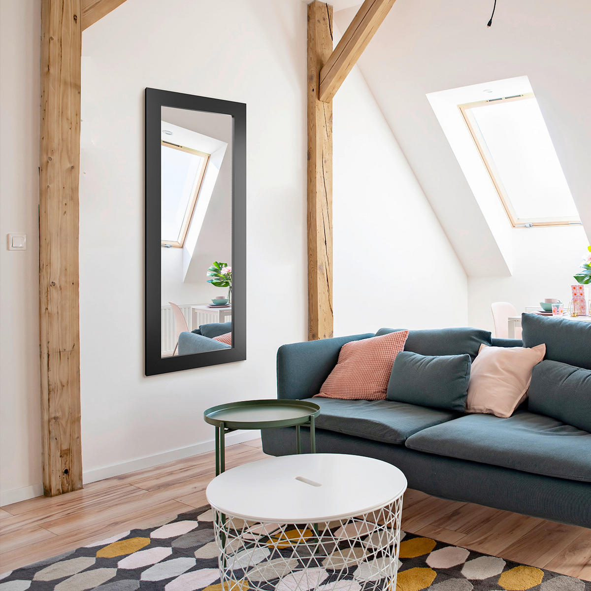 SPIEGEL  56/148 cm   in rechteckig  - Schwarz, Basics, Glas/Holz (56/148cm)