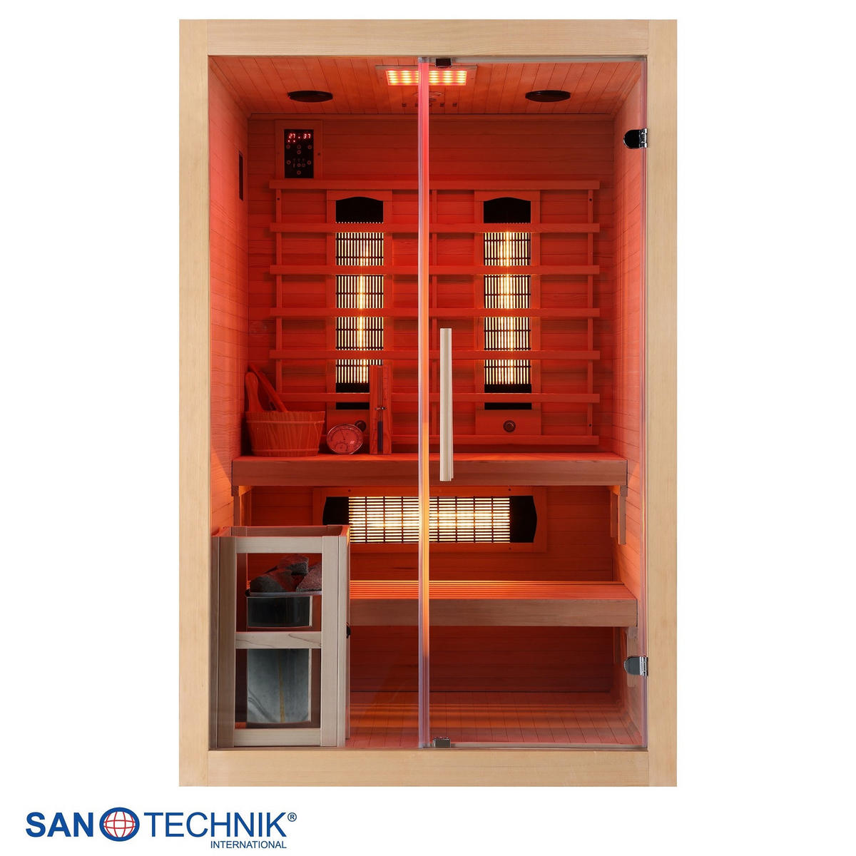 INFRAROTKABINE für 2 Personen  - Naturfarben, Basics, Glas/Holz (130/120/200cm) - Sanotechnik