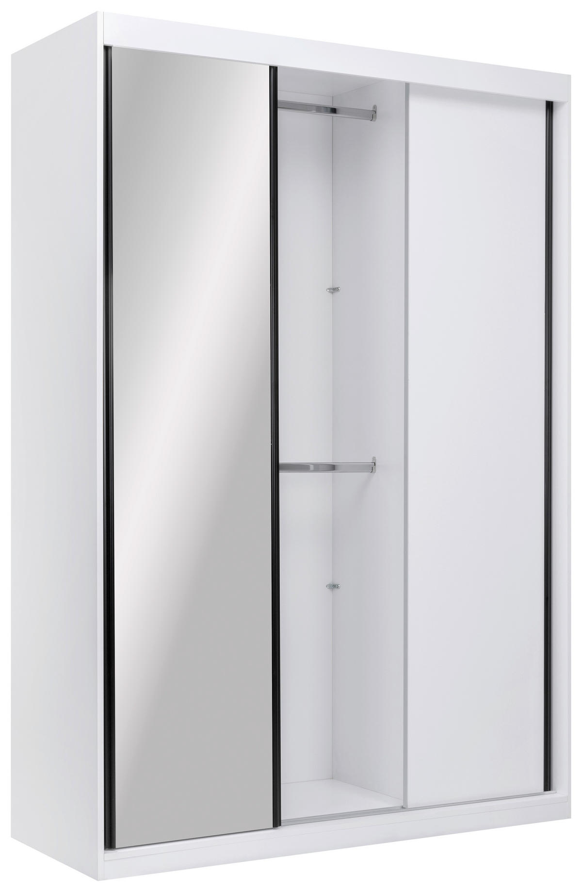 SCHIEBETÜRENSCHRANK 150/215/59,5 cm  - Schwarz/Weiß, MODERN, Holzwerkstoff/Metall (150/215/59,5cm) - MID.YOU