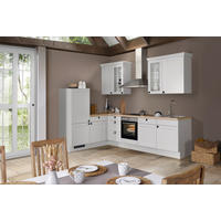 ECKKÜCHE 185,4/290,0 cm  Hellgrau  - Eichefarben/Hellgrau, Basics, Glas/Holzwerkstoff (185,4/290,0cm) - Impuls