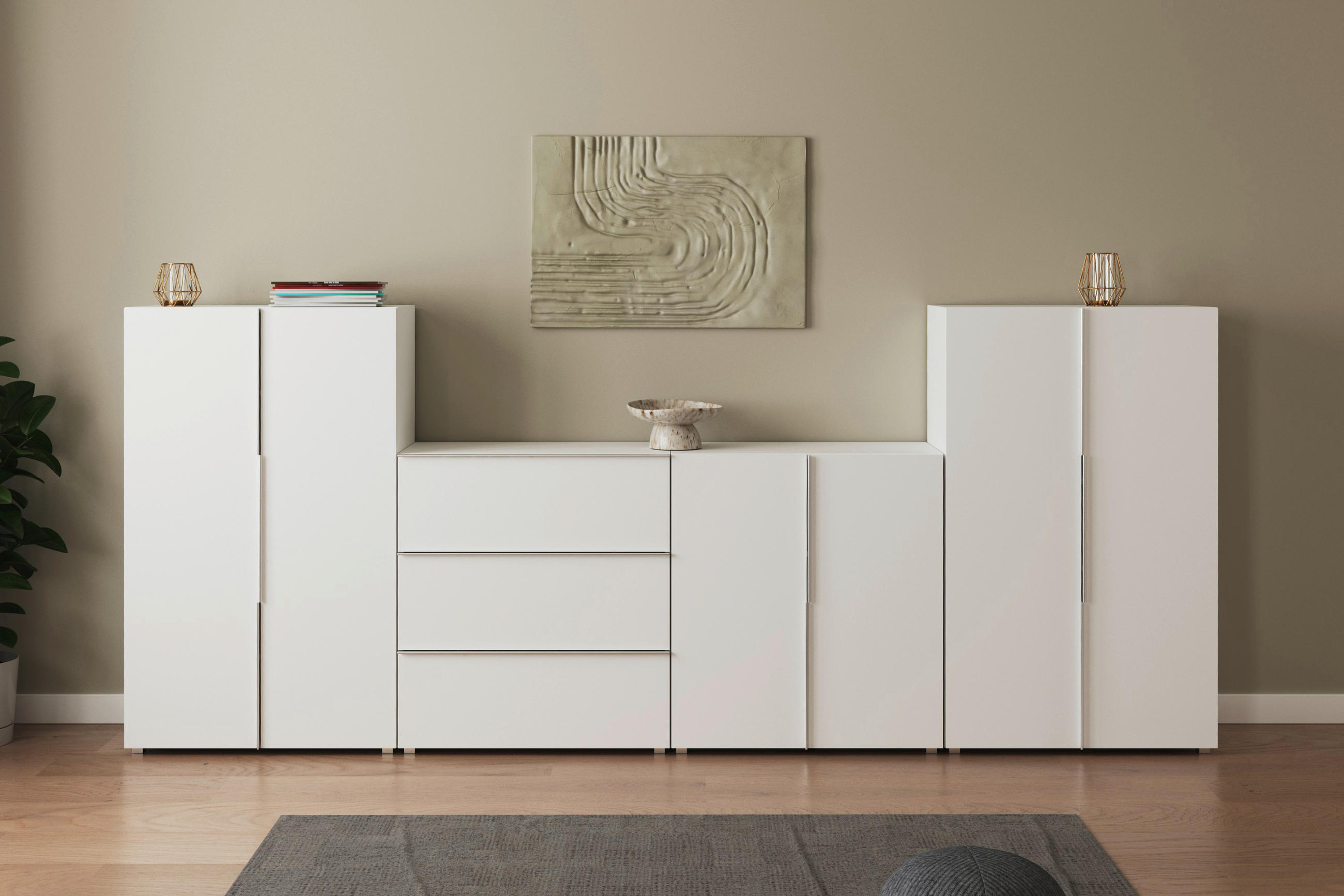 KOMMODE 76/84/37,5 cm  in Weiß  - Alufarben/Weiß, MODERN, Holzwerkstoff/Kunststoff (76/84/37,5cm) - MID.YOU