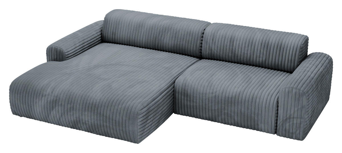 ECKSOFA in Cord Blaugrau  - Blaugrau/Schwarz, Design, Kunststoff/Textil (178/292cm) - Livetastic