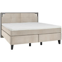 BOXSPRINGBETT 200/200 cm  in Taupe  - Taupe/Schwarz, Design, Holz/Textil (200/200cm) - Hom`in