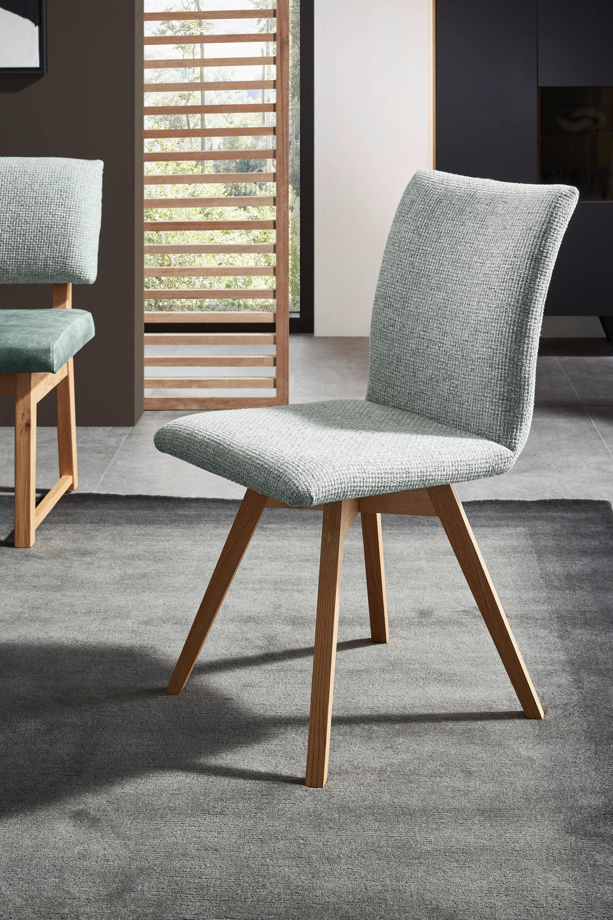 STUHL in Holz, Textil Eichefarben, Mintgrün  - Eichefarben/Mintgrün, KONVENTIONELL, Holz/Textil (49/93/44cm) - Valnatura