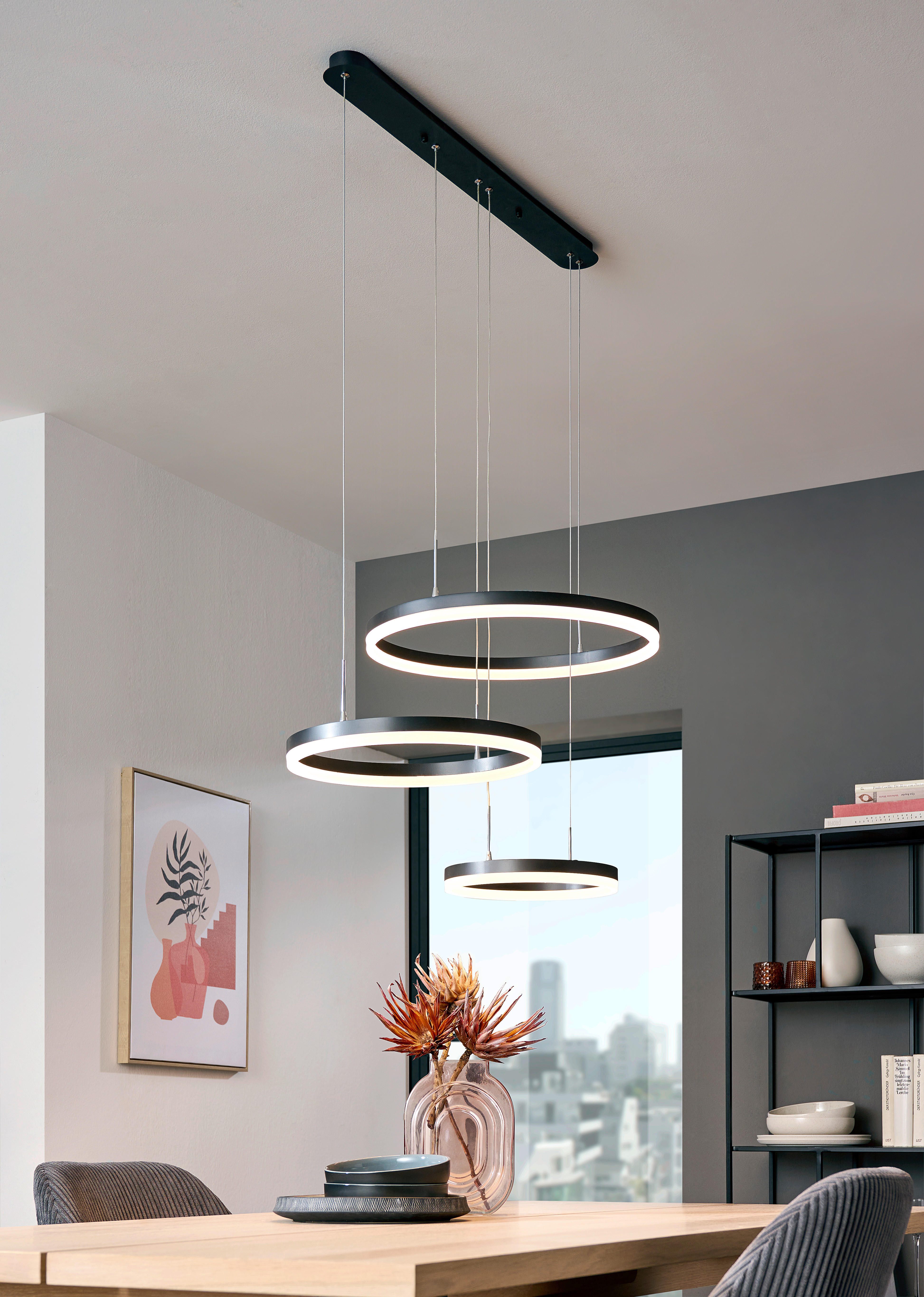 LED-HÄNGELEUCHTE 78/50/120 cm    - Schwarz, Trend, Kunststoff/Metall (78/50/120cm) - Novel