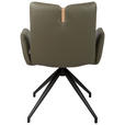 ARMLEHNSTUHL  Sitzfläche 360° drehbar, automatische Rückholfunktion  Echtleder  - Schwarz/Grün, Design, Leder/Holz (62/87/63cm) - Valnatura