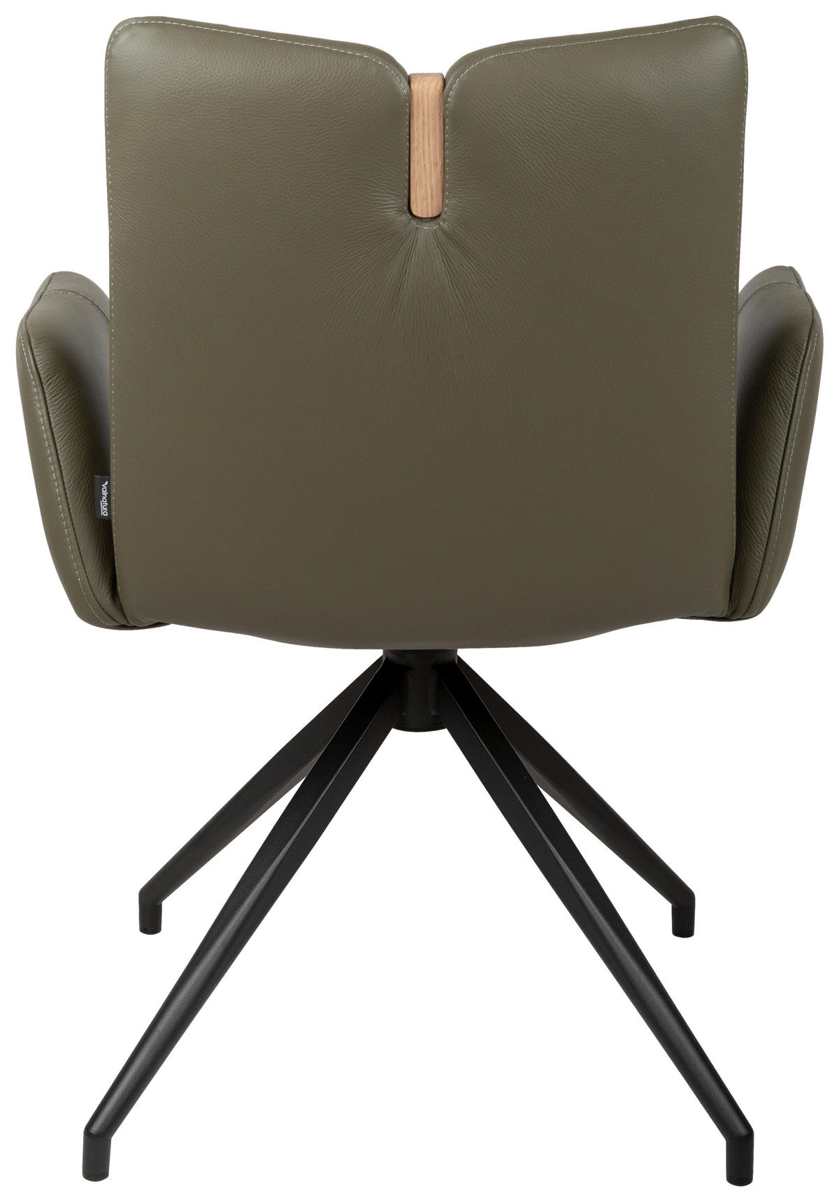 ARMLEHNSTUHL  Sitzfläche 360° drehbar, automatische Rückholfunktion  Echtleder  - Schwarz/Grün, Design, Leder/Holz (62/87/63cm) - Valnatura