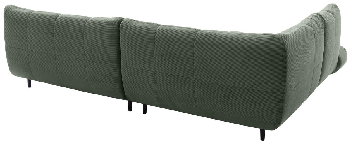 ECKSOFA Ottomane links, Eckteil  Olivgrün Feincord  - Schwarz/Olivgrün, Design, Holz/Textil (215/288cm) - Pure Home Lifestyle